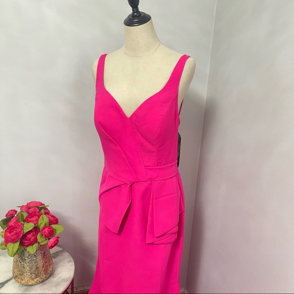 # Basix Black Label Fuchsia Side Hip Peplum Gown New With Tag - Picture 6 of 16